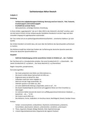 Formulierungshilfen und Beispiele für Sachtextanalyse - PDF, Abitur, Klasse 10