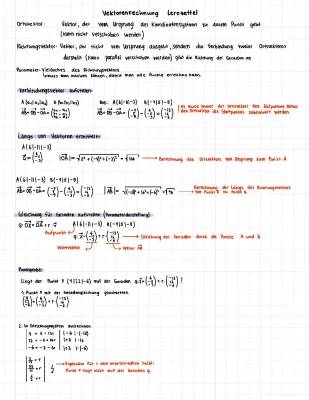 Vektoren Lernzettel PDF: Zusammenfassung & Aufgaben mit Lösungen für Abitur