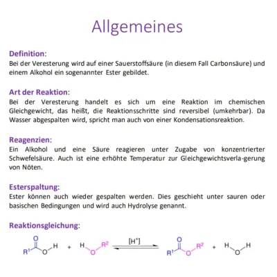 Alles über Veresterung: Mechanismen, Beispiele und Übungen