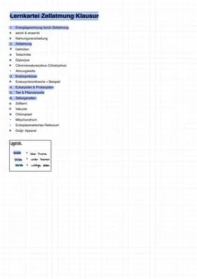 Zellatmung Klausurvorbereitung