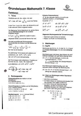 Mathe 7. Klasse Gymnasium: Aufgaben und Lösungen PDF