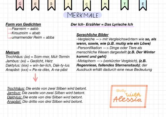 Gedicht Merkmale 5. & 6. Klasse - Merkmale Gedicht Grundschule einfach erklärt