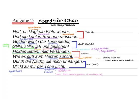 Abendständchen Gedicht Analyse: Synästhesie und Stilmittel einfach erklärt