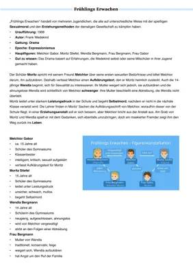 Frühlings Erwachen: Zusammenfassung und Figurenanalyse