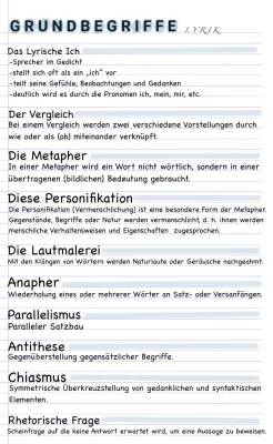 Grundbegriffe der Lyrik: Einfach erklärt mit Arbeitsblatt und PDF
