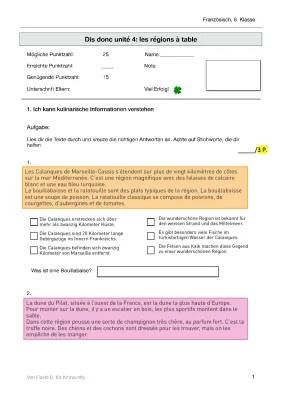 Dis donc Lernkontrollen und Lösungen für Klasse 6 - PDF & Übungen