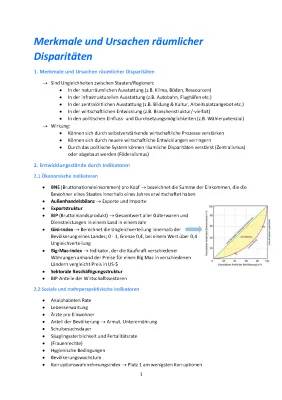 Erdkunde LK - Räumliche Disparitäten: Beispiele und Ursachen