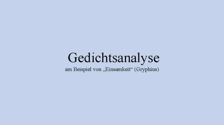 Einfache Gedichtanalyse: Barock & Gryphius für Klasse 9