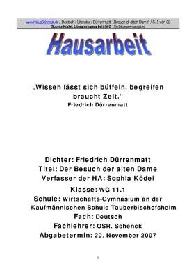 Der Besuch der alten Dame - Zusammenfassung, Analysen und mehr!