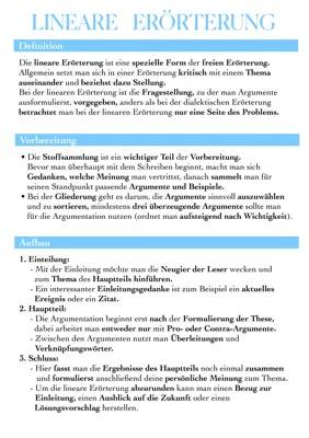 Lineare Erörterung: Einfache Beispiele und Musterlösung für die Klassen 7-9