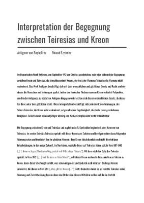 Was sagt Teiresias zu Kreon? Antigone Zusammenfassung und Analyse