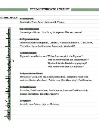 Schreibplan Vorlage für Kurzgeschichten und Erörterungen - Einfach Erstellen!