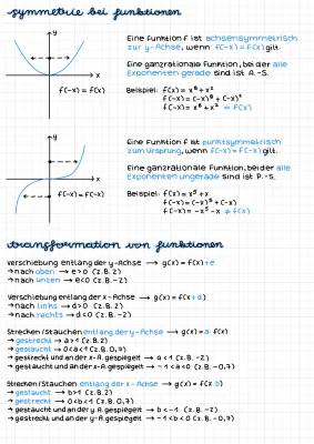 Symmetrie und Transformationen von ganzrationalen Funktionen: Beispiele und Aufgaben