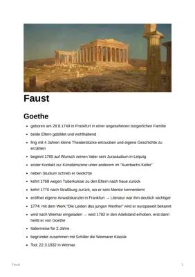 Faust Learn Sheet for Abitur - Summaries and Key Info