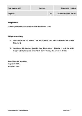 Der Schatzgräber Goethe Ballade Text und Interpretation (Abitur 2020)