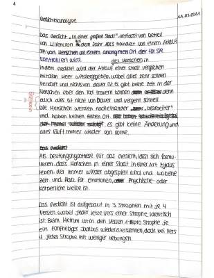 In einer großen Stadt - Analyse und Interpretation vom Gedicht von Detlev von Liliencron