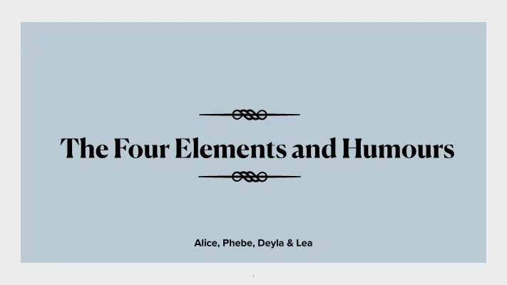 Discover the Four Elements and Humours: Fun with Medieval Astrology, Shakespeare, and Personality Types