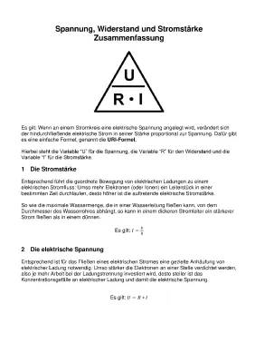 Spannung, Stromstärke und Widerstand einfach erklärt - Dein Arbeitsblatt