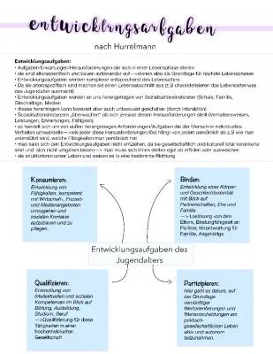 Hurrelmann Entwicklungsaufgaben PDF & 10 Maximen Zusammenfassung