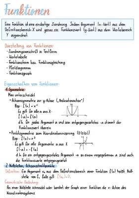 Mathe Funktionen Übersicht PDF: Funktionen leicht erklärt für Schüler