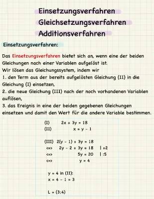 Lerne das Einsetzungsverfahren und Gleichsetzungsverfahren - Einfach Gleichungssysteme lösen