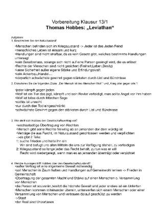 Hobbes und Locke: Vergleich Tabelle und Menschenbilder einfach erklärt