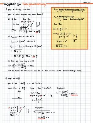 Physik Energie Aufgaben mit Lösungen - Entdecke die Welt der Kinetischen und Potentiellen Energie für die 7. Klasse