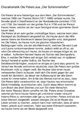 Ole Peters Todesursache und Charakterisierung im Schimmelreiter