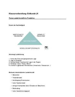 Erdkunde Klausur: Landwirtschaft Zusammenfassung und Musterlösung für die 5. Klasse