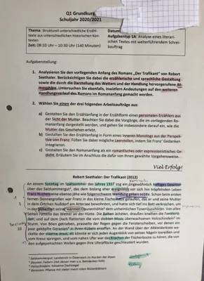 Der Trafikant Klausur PDF: Wichtige Textstellen und Analysen