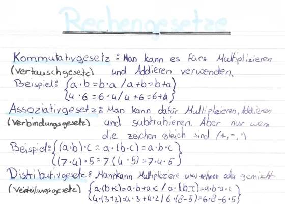 Rechengesetze: Kommutativgesetz, Assoziativgesetz & Distributivgesetz - Übungen und Beispiele für Klasse 5