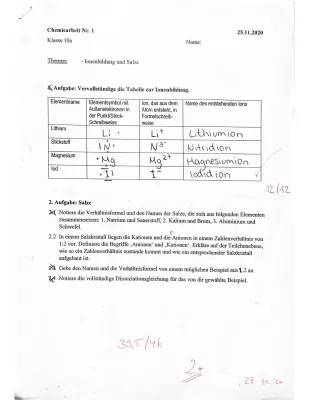 Salze: Aufbau, Eigenschaften und Übungen für Klasse 8 bis 10