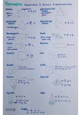 Formelsammlung Geometrie: Flächen und Körper PDF zum Ausdrucken