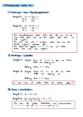 Gleichungen lösen Klasse 7 und 8: Übungen mit Lösungen, Terme vereinfachen, Potenzen und Klammern - PDF mit Beispielen