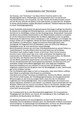 Der Verlorene von Hans-Ulrich Treichel - Erklärung und Charakterisierungen