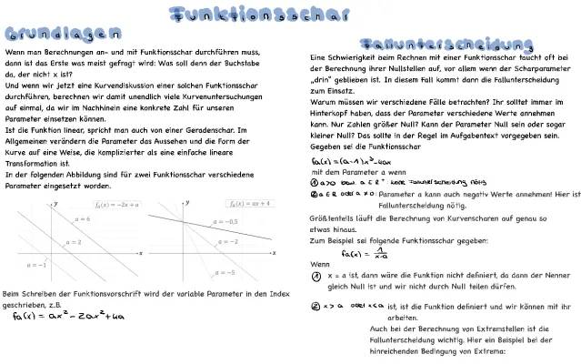 Funktionsschar berechnen und ableiten: Aufgaben, Lösungen und Beispiele für Schüler