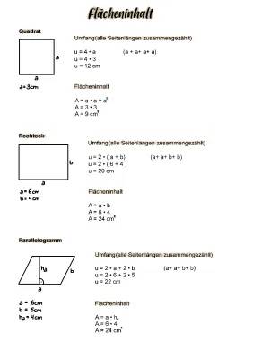 Geometrie für Kids: Flächeninhalt & Umfang von Rechteck, Quadrat, Dreieck und Parallelogramm