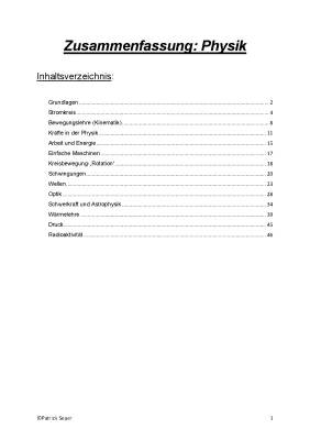 Physik Formelsammlung PDF: Alles für 8., 9., und 10. Klasse, Mechanik und Abitur