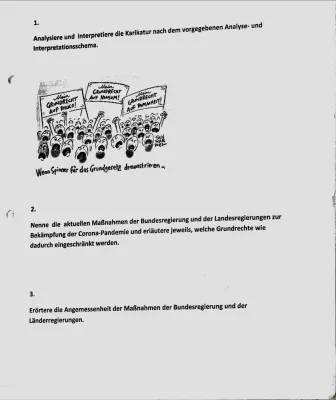 Welche Menschenrechte wurden durch Corona eingeschränkt? - Karikaturanalyse Politik und Grundrechte