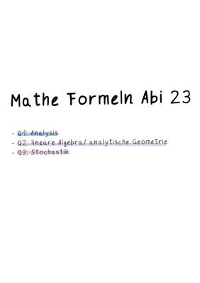 Mathe Lernzettel/ Formeln Abi23