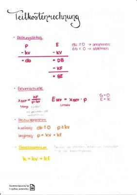 Teilkostenrechnung & Vollkostenrechnung: Formeln, Schema & Beispiele mit Lösungen PDF