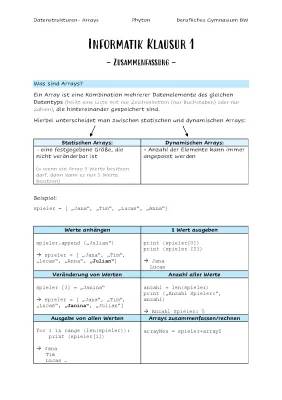 Datenstrukturen Informatik: Statische & Dynamische Arrays in Java und Python