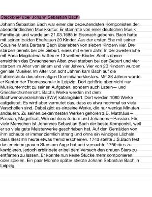 Johann Sebastian Bach Steckbrief für Kinder - PDF zum Ausdrucken