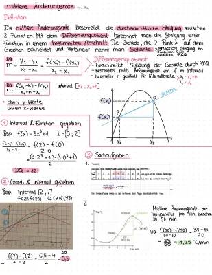 Mittlere und Momentane Änderungsrate: Übungen und Lösungen als PDF