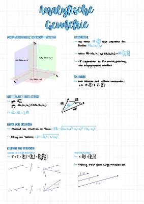 Einfache Analytische Geometrie: Übersicht und Aufgaben mit Lösungen