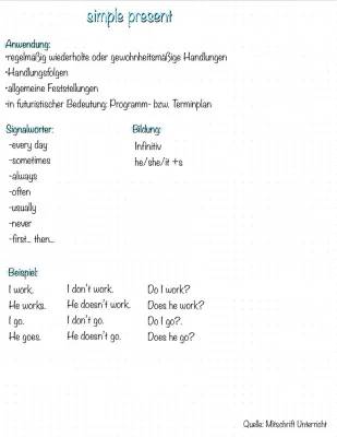 Einfach erklärt: Simple Present und Present Progressive Beispiele, Übungen und Signalwörter auf Deutsch