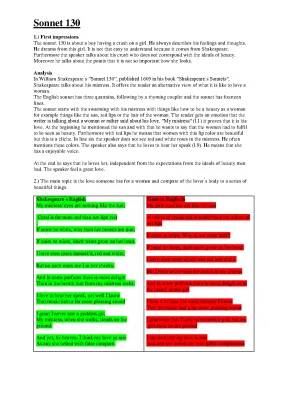 Sonnet 130 Analysis PDF - Stylistic Devices and Meaning in Modern English