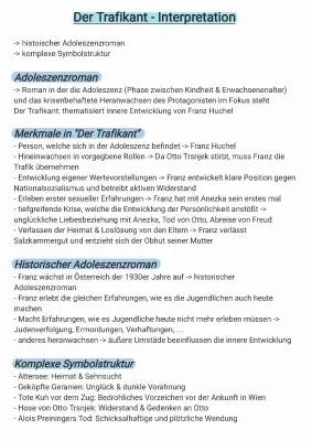 Der Trafikant Analyse - Wichtige Textstellen und Symbole