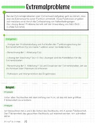 Extremwertaufgaben Übungen und Lösungen PDF für Klasse 9 und 11 📑