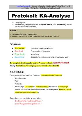 Handout Merkmale und Konjunktiv Übungen für die 6. Klasse